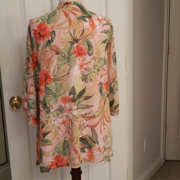 J. Jill Pink Tropical Floral Bell Sleeve Tunic - Picture 10 of 15